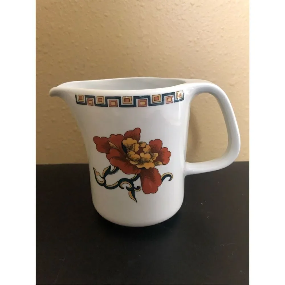 France 2 Ceramic Cream Pitcher with Flowers on Both Sides 5”
